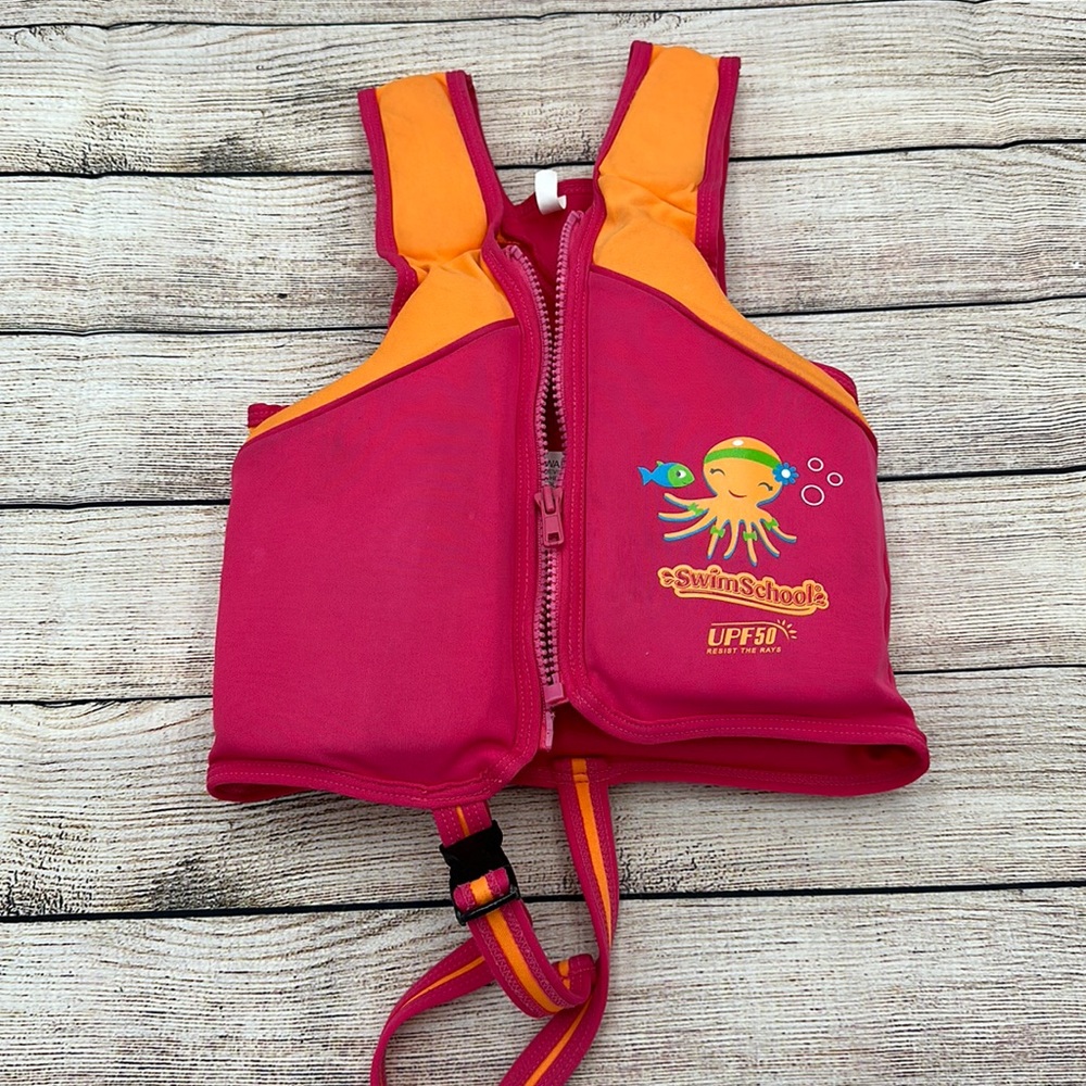Swim School Orange and Pink Swim Vest Size 33-55 lbs